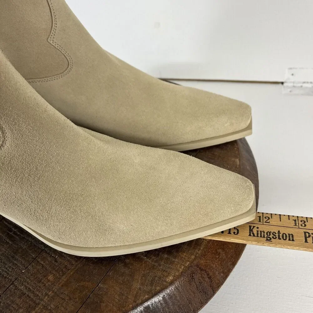Feners Boots Womans 42 Cream Suede Leather Lined Zip Tall Riding Made in Spain